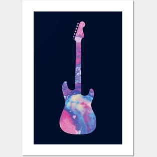 S-Style Electric Guitar Watercolor Texture Posters and Art